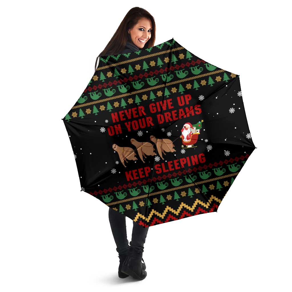 Sloth Keep Sleeping Christmas Umbrella Xmas Holiday Patterns - Wonder Print Shop