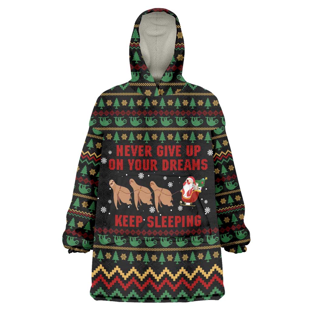 Sloth Keep Sleeping Christmas Wearable Blanket Hoodie Xmas Holiday Patterns - Wonder Print Shop