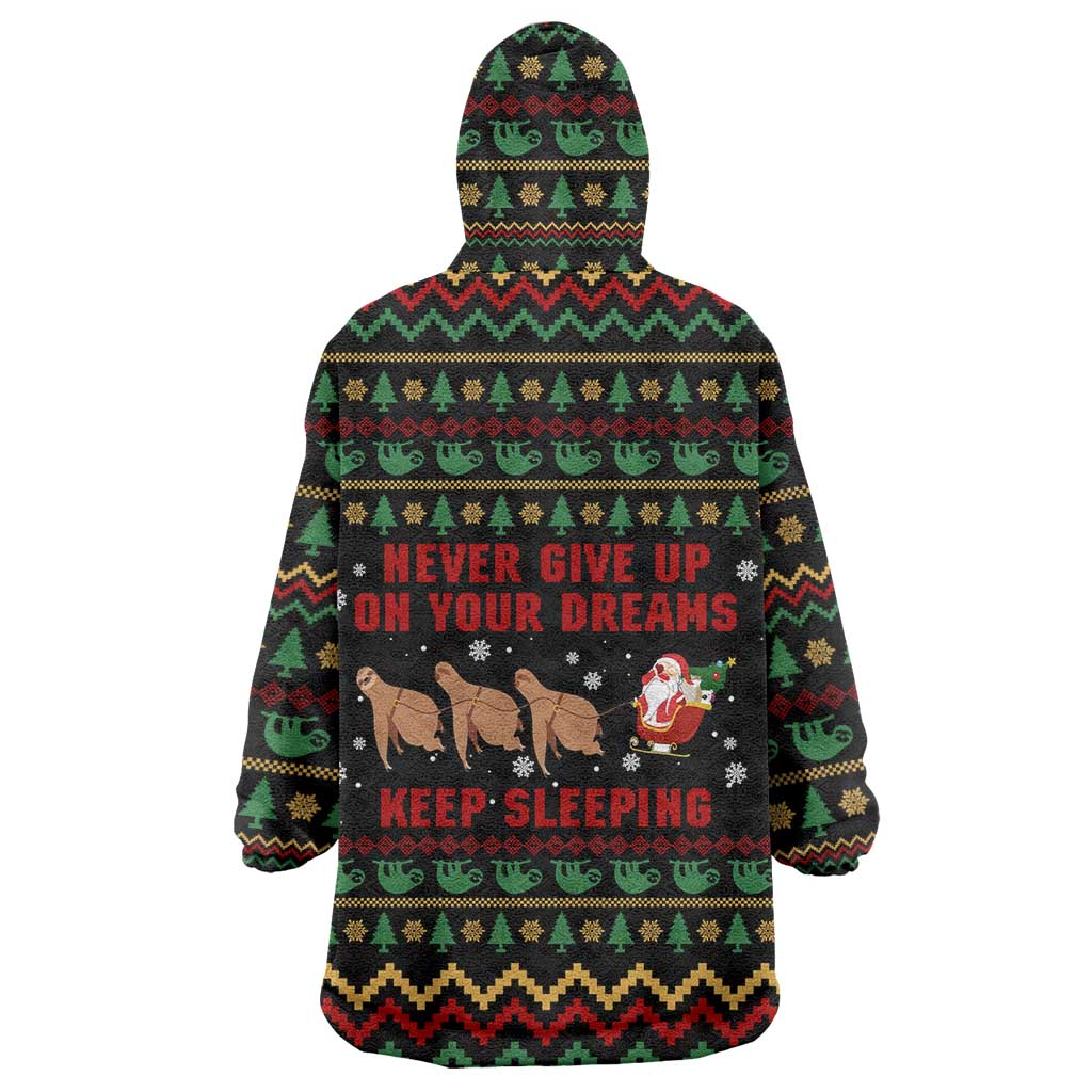 Sloth Keep Sleeping Christmas Wearable Blanket Hoodie Xmas Holiday Patterns - Wonder Print Shop