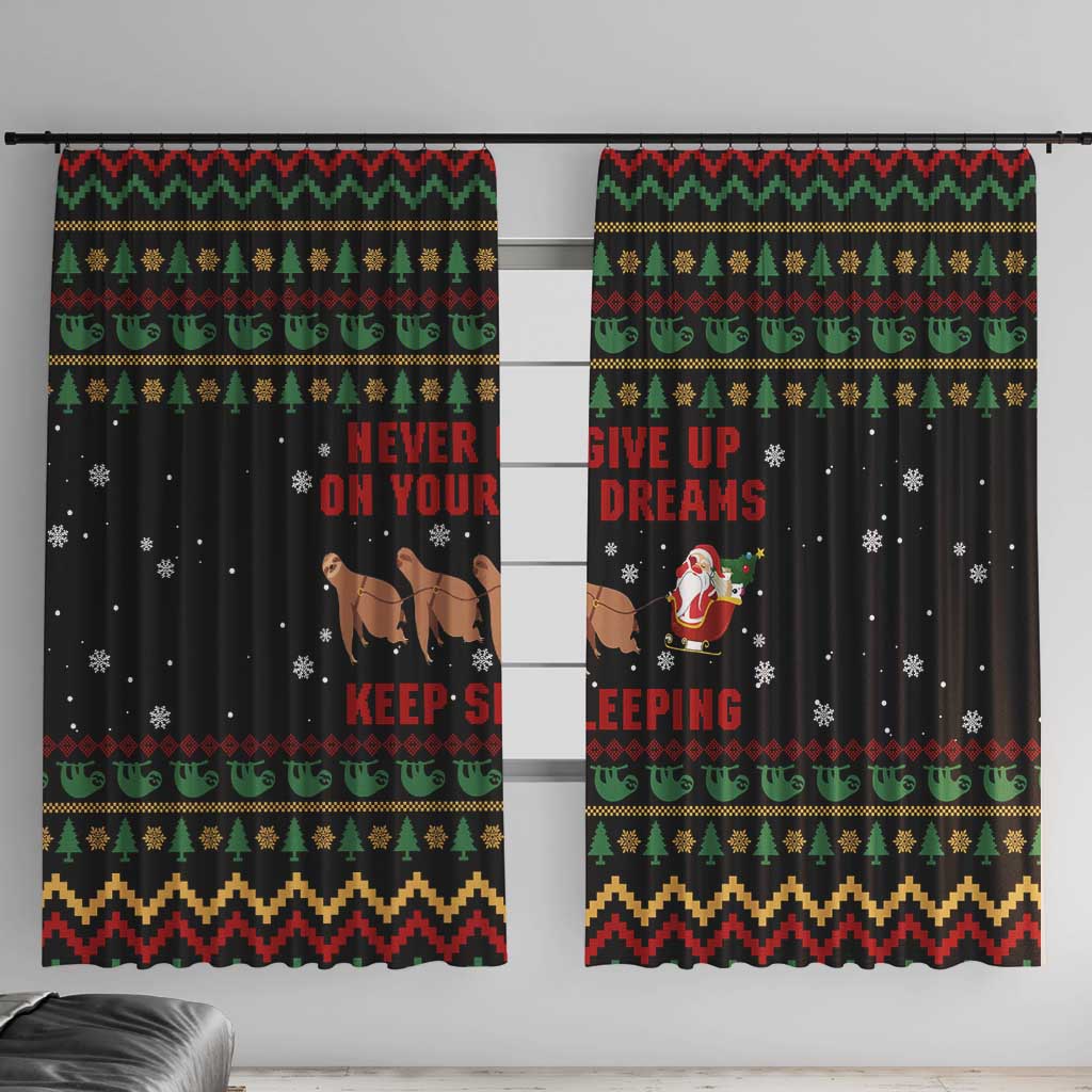Sloth Keep Sleeping Christmas Window Curtain Xmas Holiday Patterns - Wonder Print Shop
