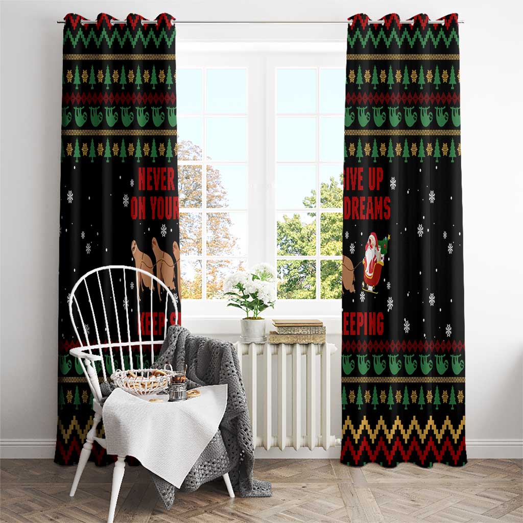 Sloth Keep Sleeping Christmas Window Curtain Xmas Holiday Patterns - Wonder Print Shop