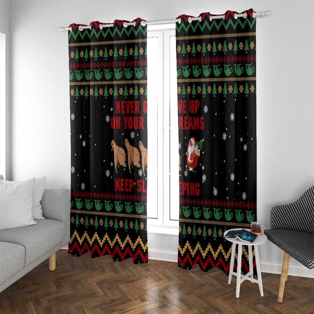 Sloth Keep Sleeping Christmas Window Curtain Xmas Holiday Patterns - Wonder Print Shop