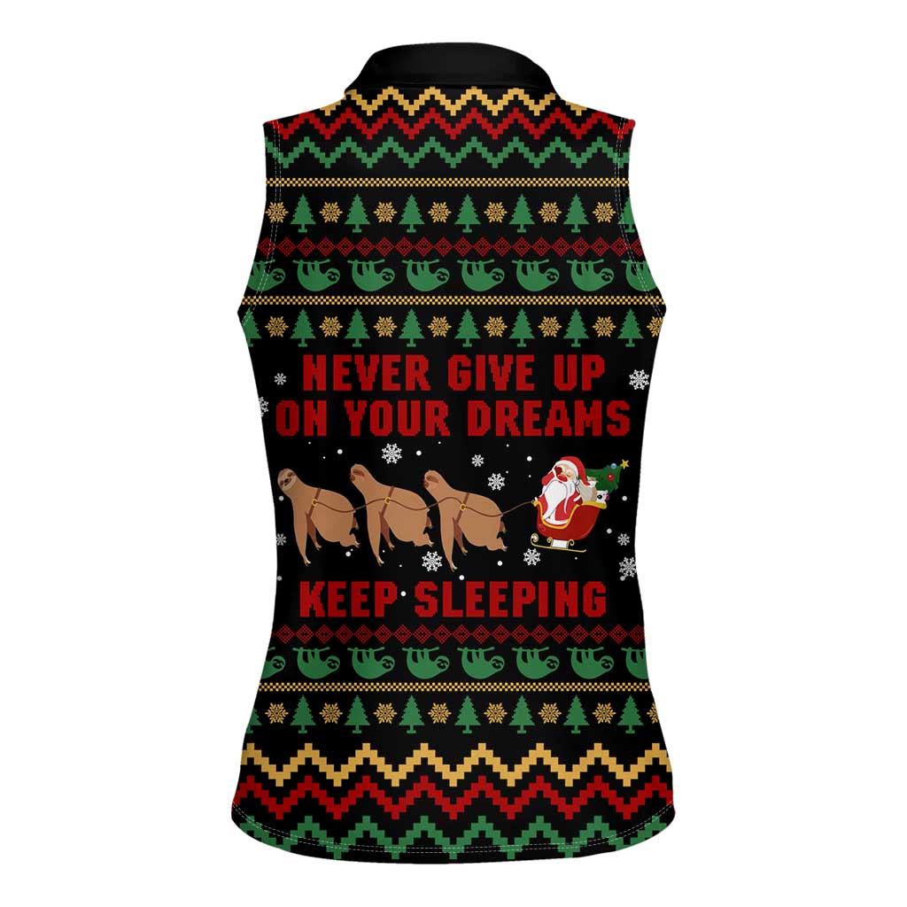 Sloth Keep Sleeping Christmas Women Sleeveless Polo Shirt Xmas Holiday Patterns - Wonder Print Shop