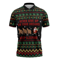 Sloth Keep Sleeping Christmas Zipper Polo Shirt Xmas Holiday Patterns - Wonder Print Shop