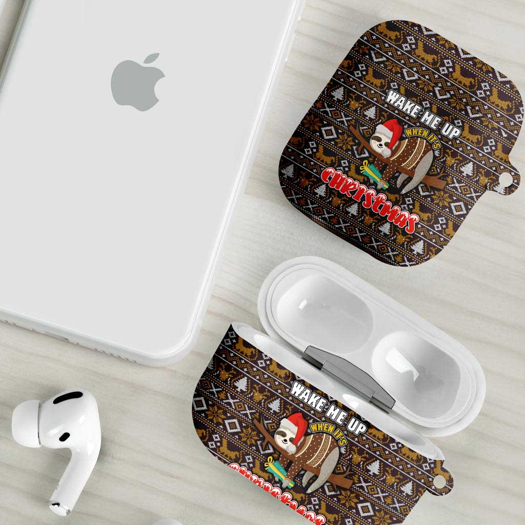 Sloth Wake Me Up Christmas AirPods Case Xmas Holiday Patterns - Wonder Print Shop