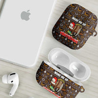 Sloth Wake Me Up Christmas AirPods Case Xmas Holiday Patterns - Wonder Print Shop