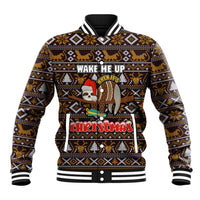 Sloth Wake Me Up Christmas Baseball Jacket Xmas Holiday Patterns - Wonder Print Shop