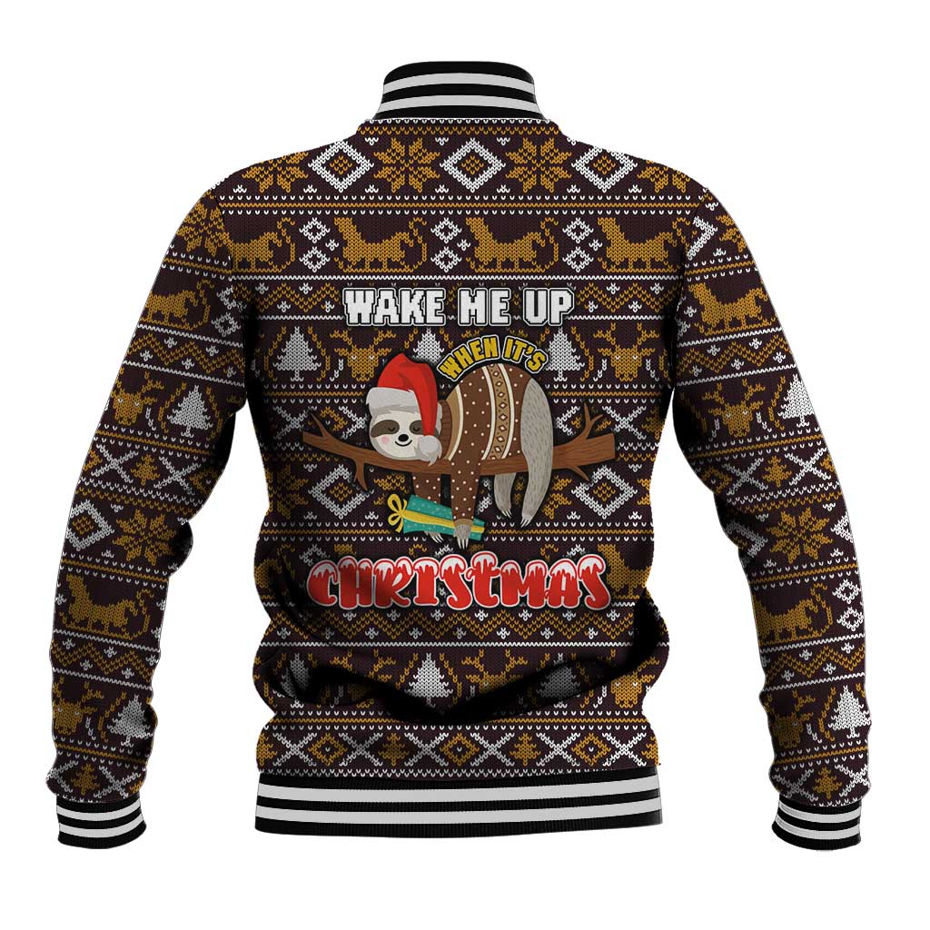 Sloth Wake Me Up Christmas Baseball Jacket Xmas Holiday Patterns - Wonder Print Shop