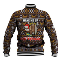 Sloth Wake Me Up Christmas Baseball Jacket Xmas Holiday Patterns - Wonder Print Shop