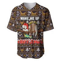 Sloth Wake Me Up Christmas Baseball Jersey Xmas Holiday Patterns - Wonder Print Shop