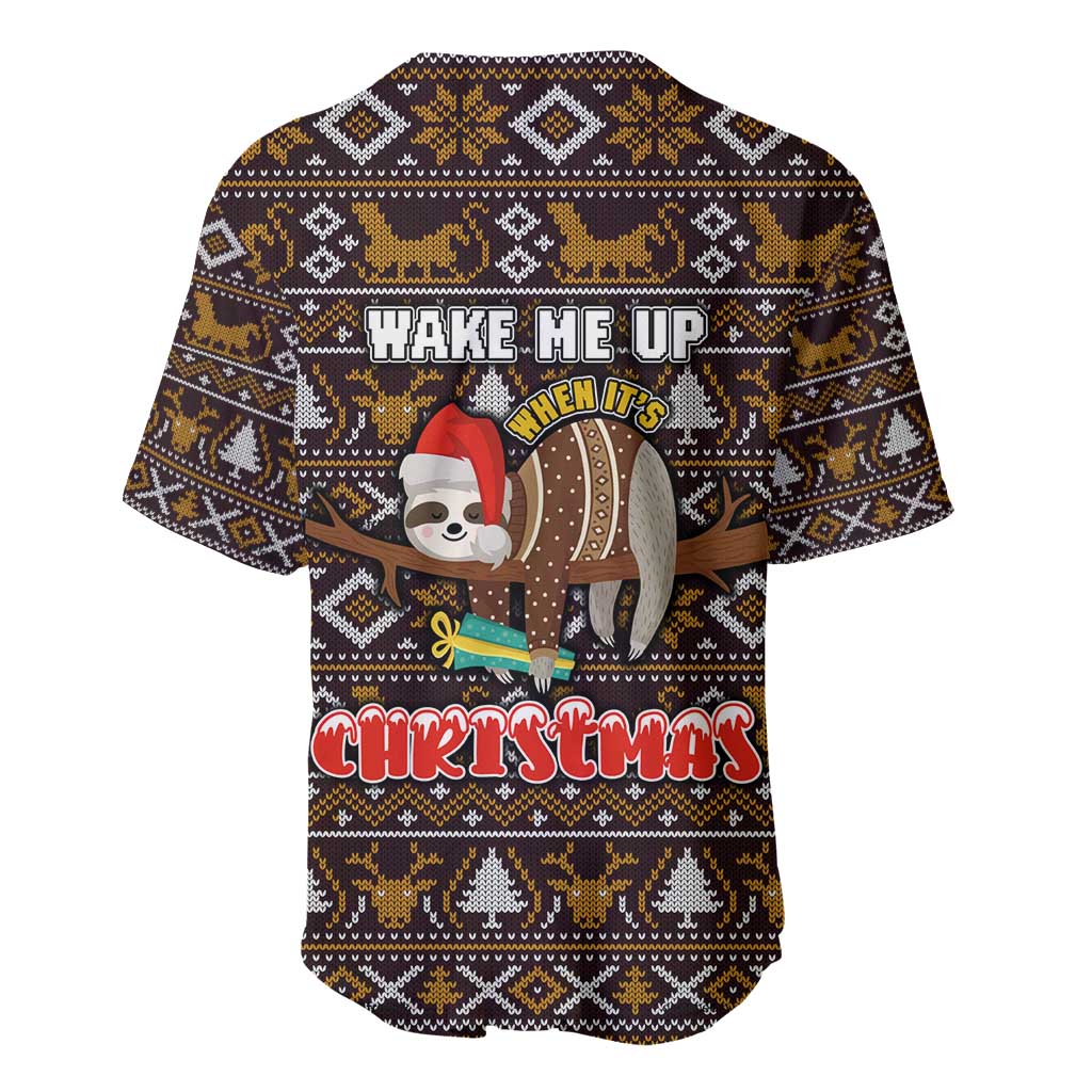 Sloth Wake Me Up Christmas Baseball Jersey Xmas Holiday Patterns - Wonder Print Shop