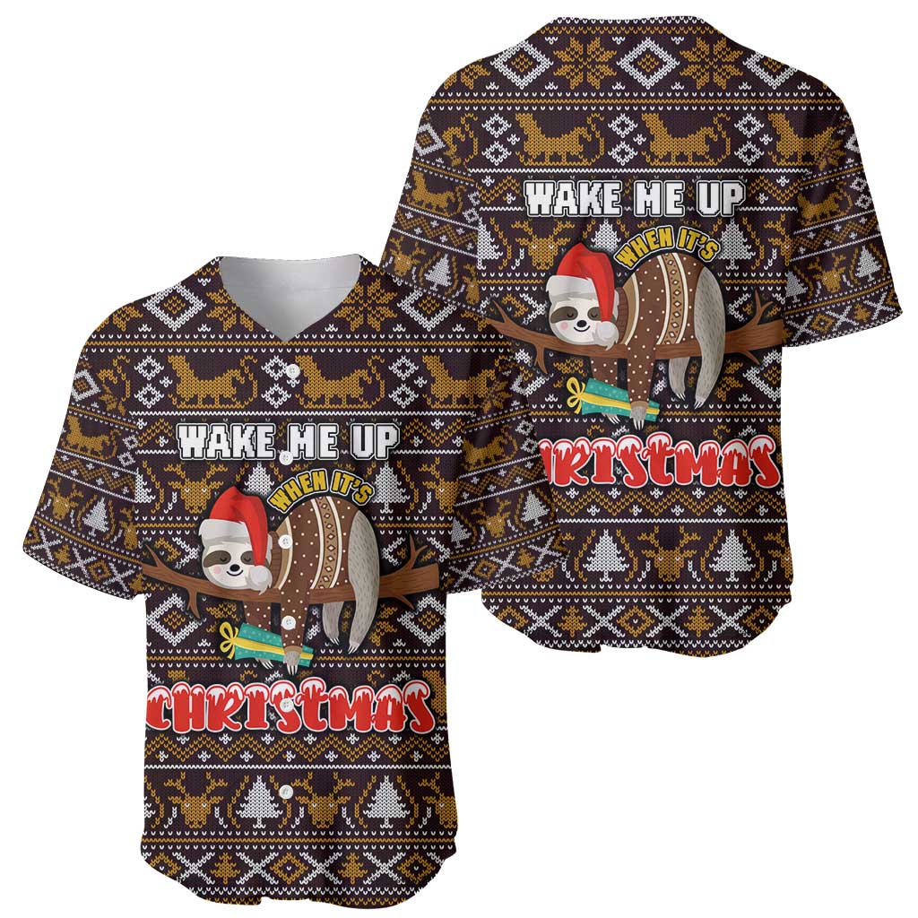 Sloth Wake Me Up Christmas Baseball Jersey Xmas Holiday Patterns - Wonder Print Shop