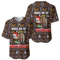 Sloth Wake Me Up Christmas Baseball Jersey Xmas Holiday Patterns - Wonder Print Shop