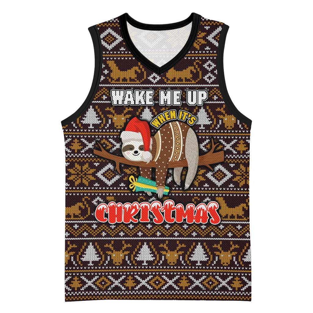 Sloth Wake Me Up Christmas Basketball Jersey Xmas Holiday Patterns - Wonder Print Shop