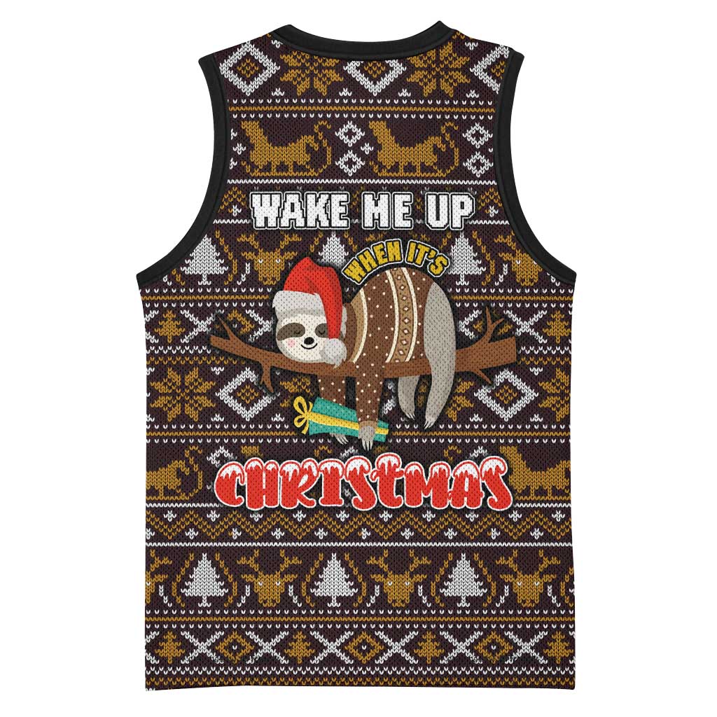 Sloth Wake Me Up Christmas Basketball Jersey Xmas Holiday Patterns - Wonder Print Shop