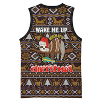 Sloth Wake Me Up Christmas Basketball Jersey Xmas Holiday Patterns - Wonder Print Shop