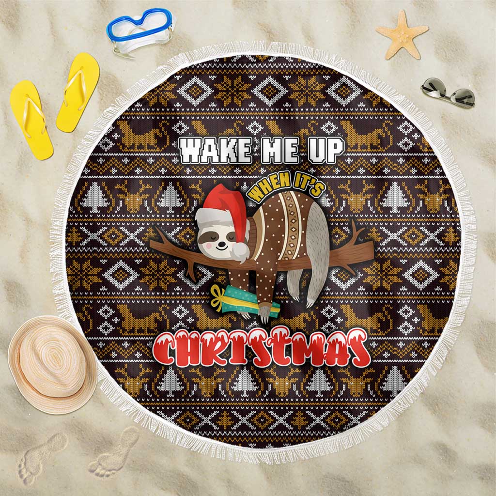 Sloth Wake Me Up Christmas Beach Blanket Xmas Holiday Patterns - Wonder Print Shop