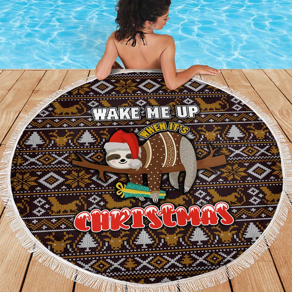Sloth Wake Me Up Christmas Beach Blanket Xmas Holiday Patterns - Wonder Print Shop