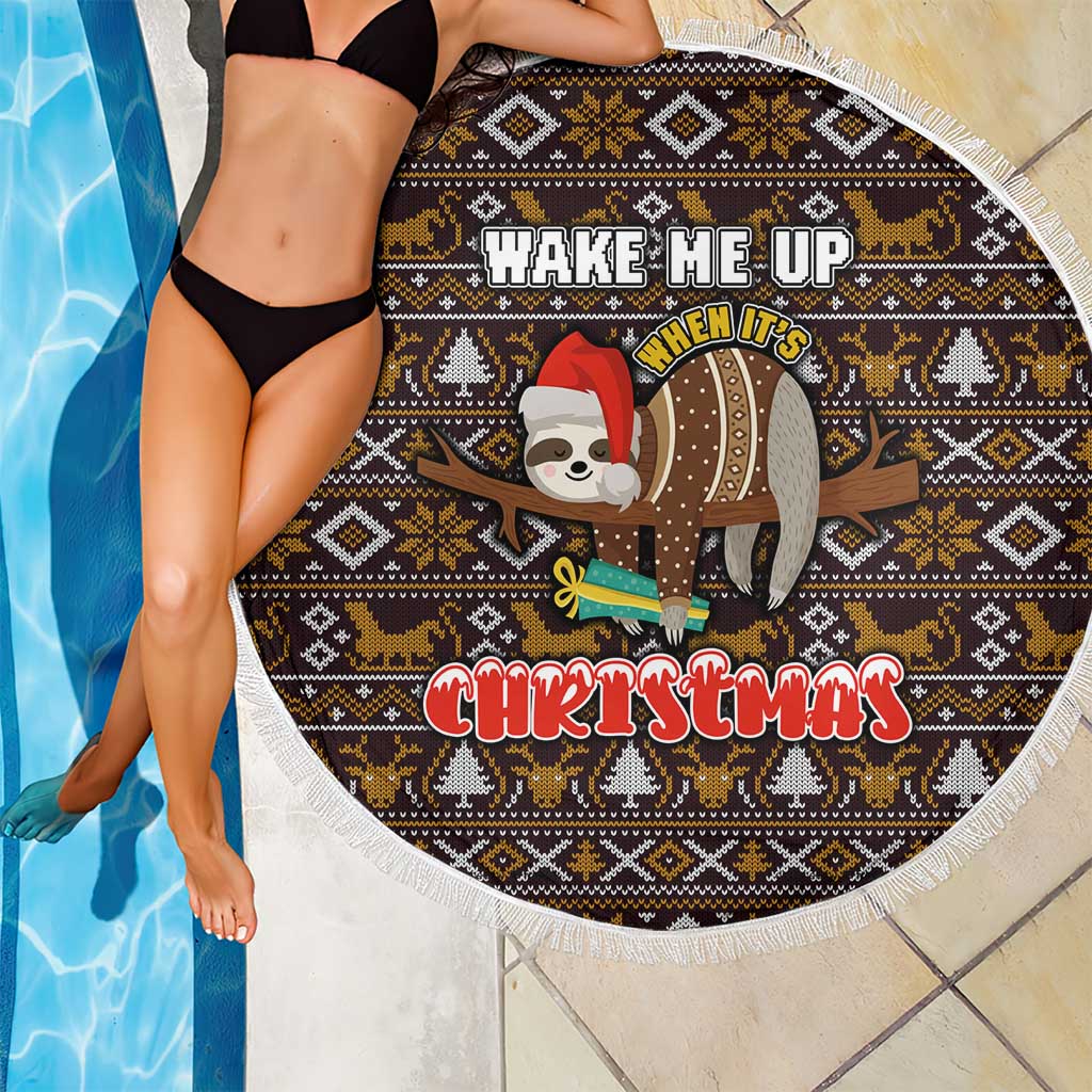 Sloth Wake Me Up Christmas Beach Blanket Xmas Holiday Patterns - Wonder Print Shop