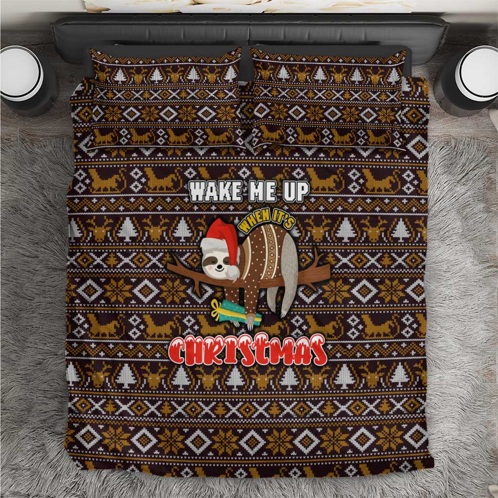 Sloth Wake Me Up Christmas Bedding Set Xmas Holiday Patterns - Wonder Print Shop