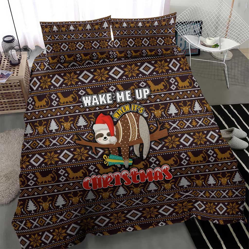 Sloth Wake Me Up Christmas Bedding Set Xmas Holiday Patterns - Wonder Print Shop