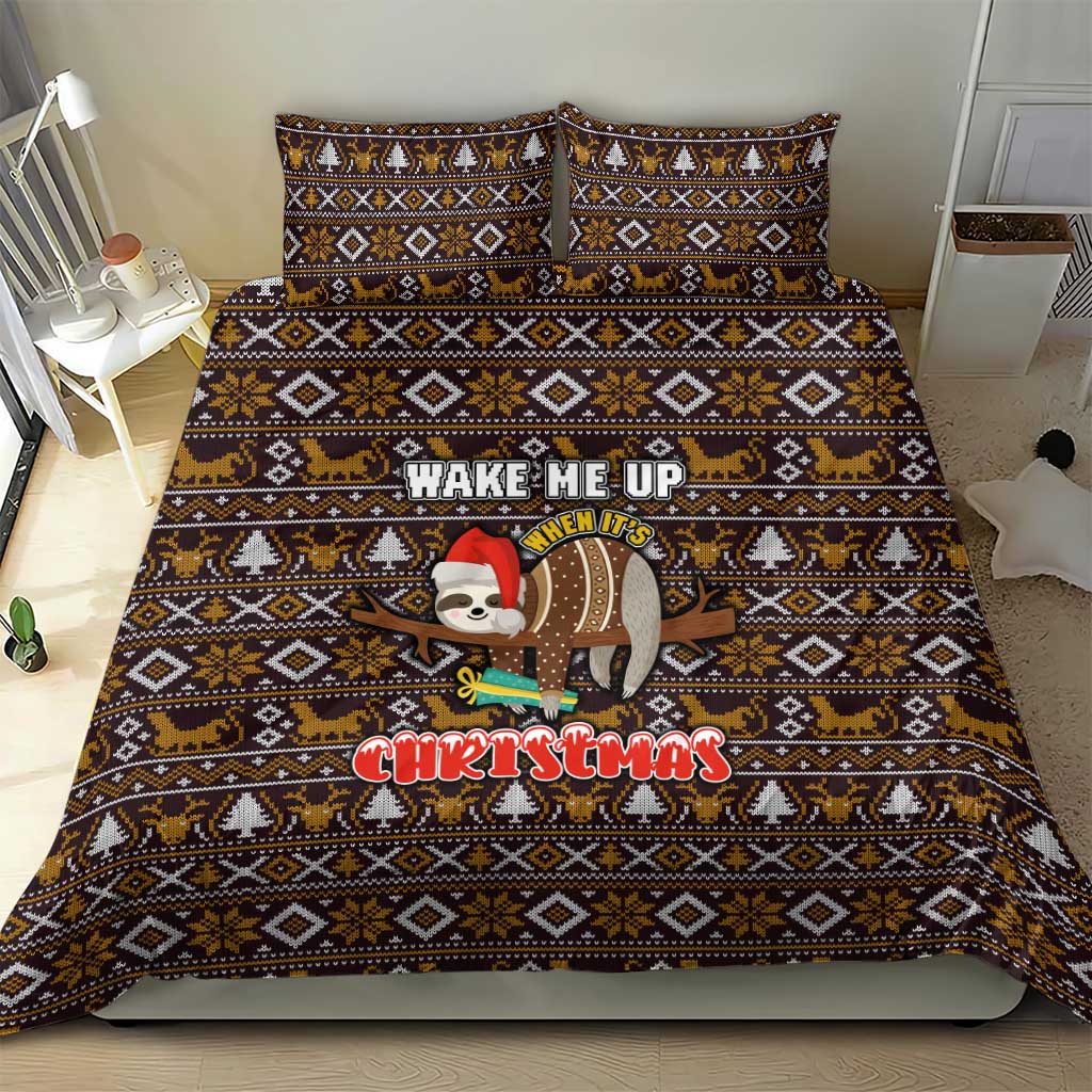 Sloth Wake Me Up Christmas Bedding Set Xmas Holiday Patterns - Wonder Print Shop