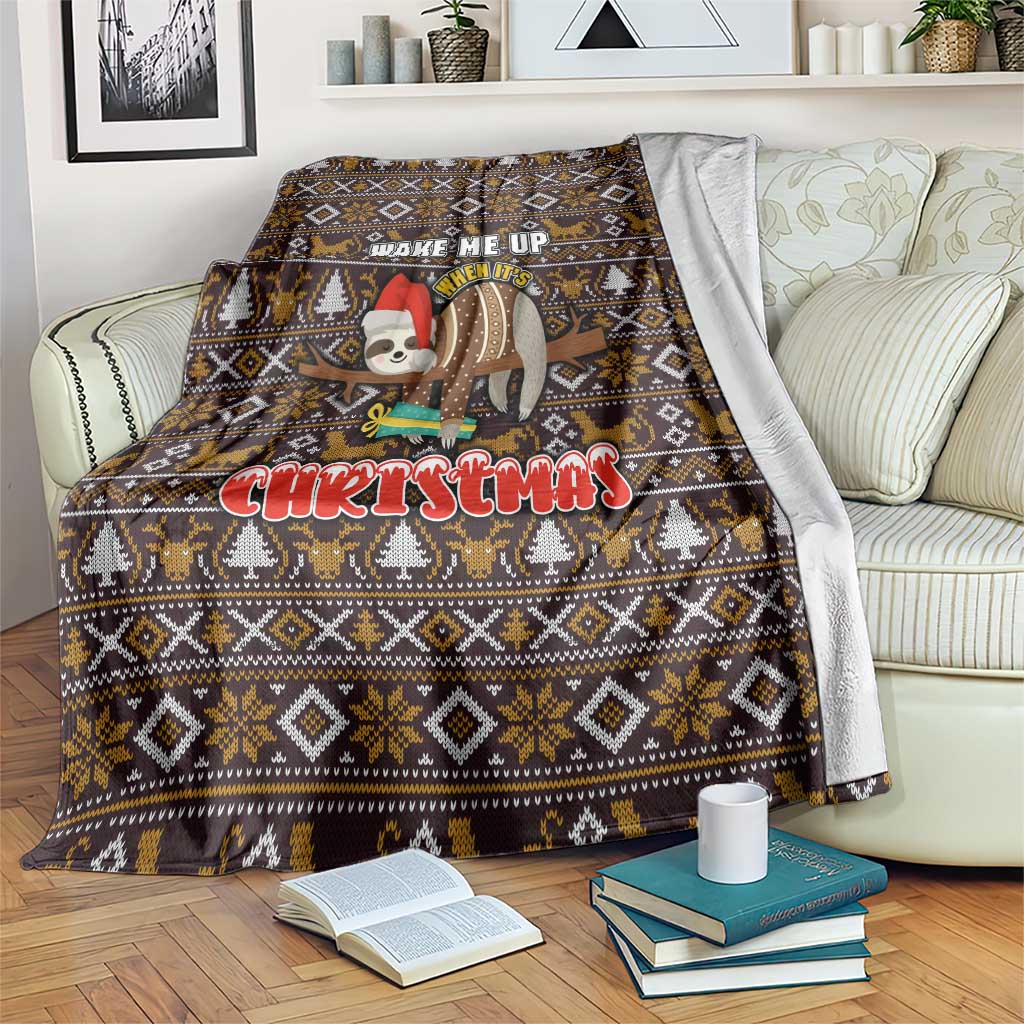Sloth Wake Me Up Christmas Blanket Xmas Holiday Patterns - Wonder Print Shop