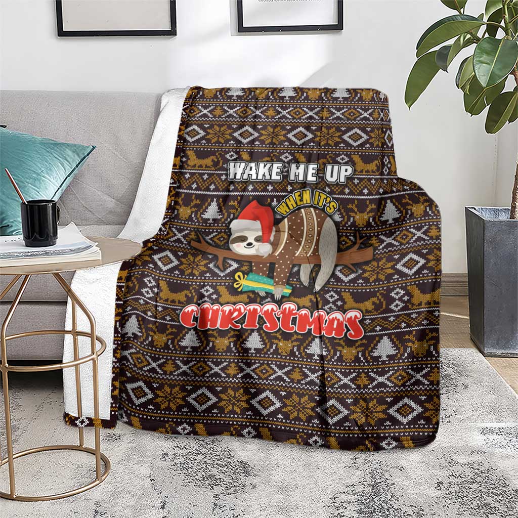 Sloth Wake Me Up Christmas Blanket Xmas Holiday Patterns - Wonder Print Shop