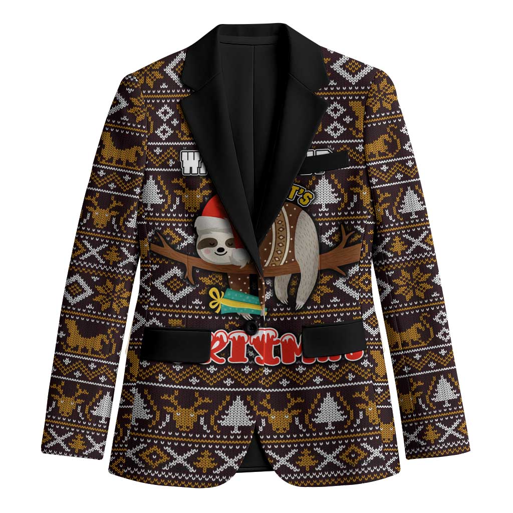Sloth Wake Me Up Christmas Blazer Xmas Holiday Patterns - Wonder Print Shop