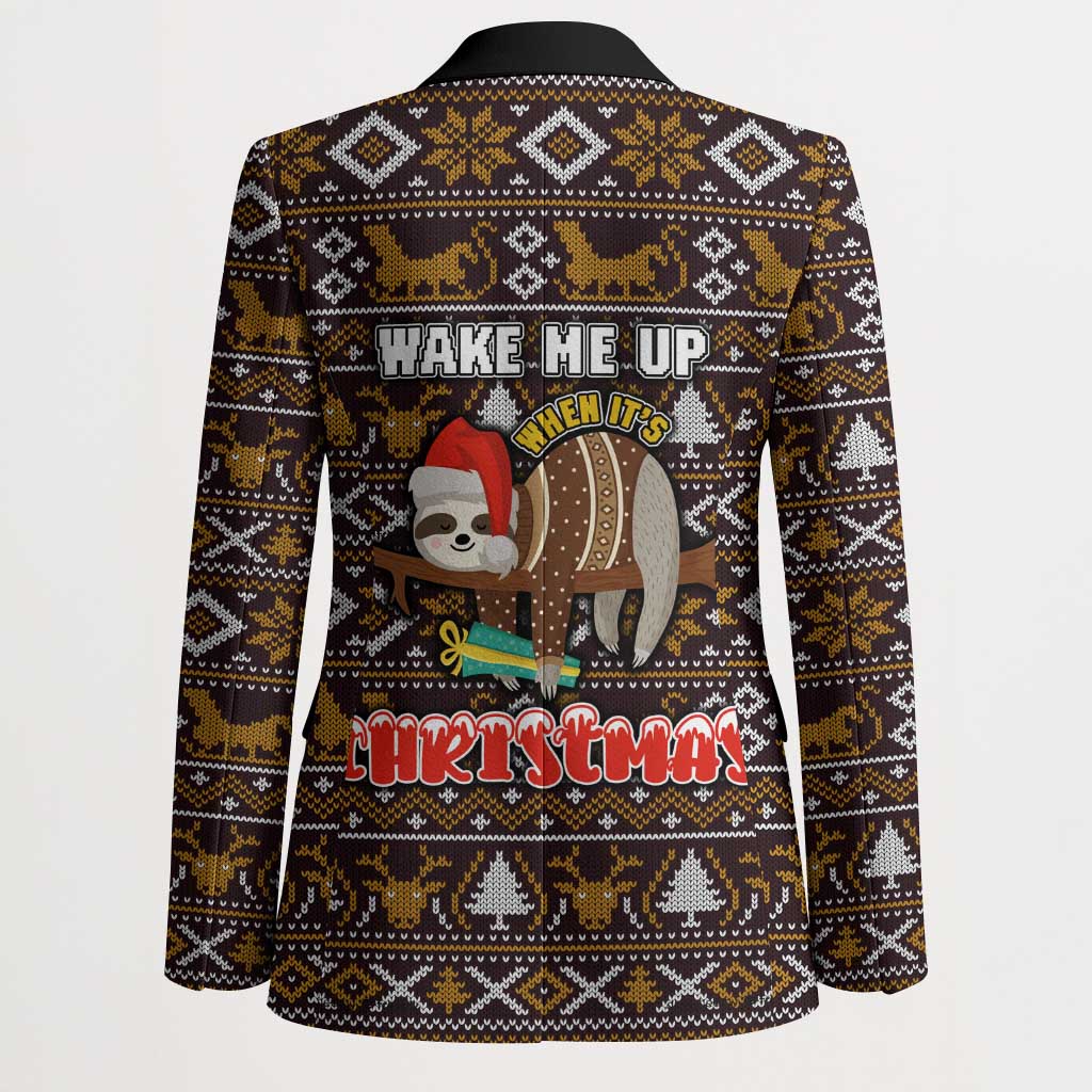 Sloth Wake Me Up Christmas Blazer Xmas Holiday Patterns - Wonder Print Shop