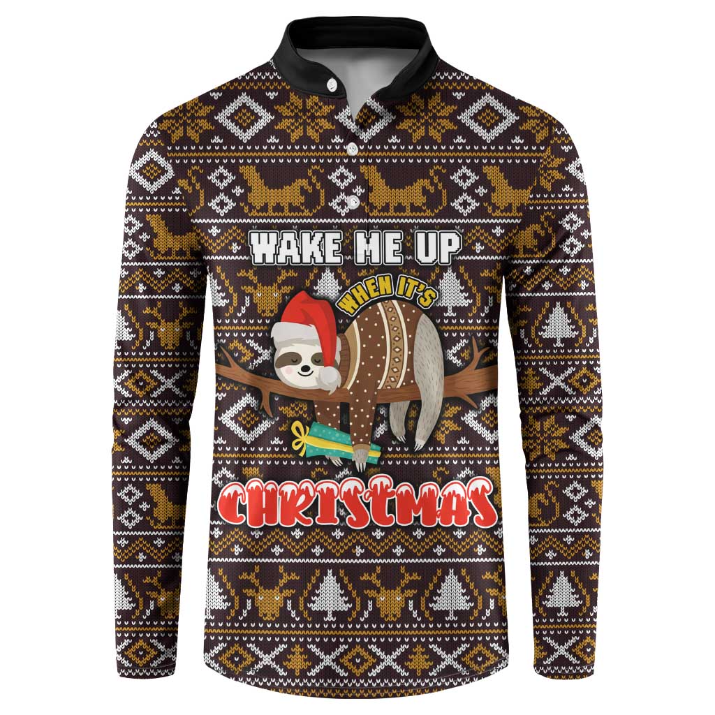 Sloth Wake Me Up Christmas Button Sweatshirt Xmas Holiday Patterns - Wonder Print Shop