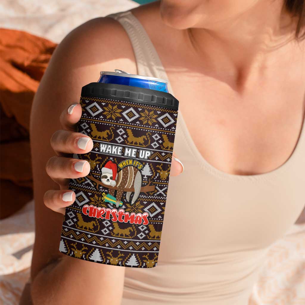 Sloth Wake Me Up Christmas 4 in 1 Can Cooler Tumbler Xmas Holiday Patterns - Wonder Print Shop