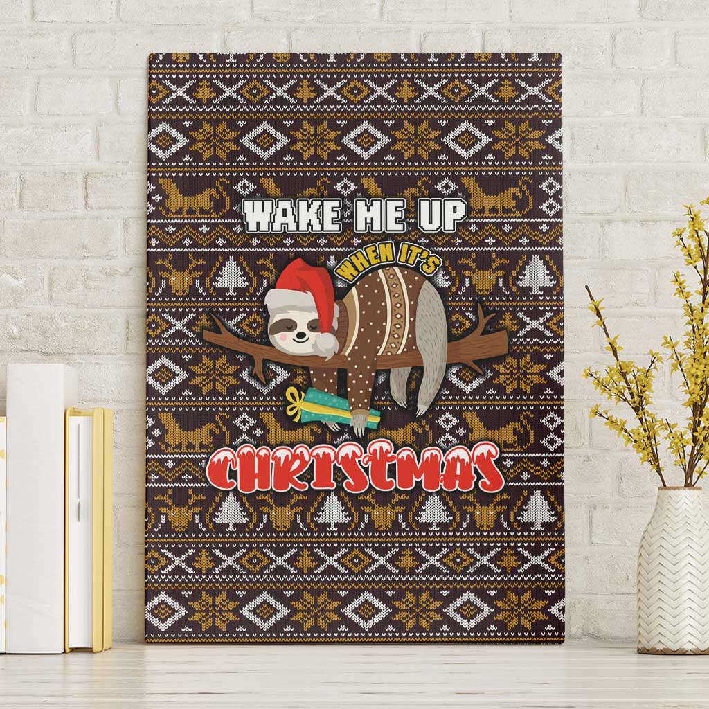 Sloth Wake Me Up Christmas Canvas Wall Art Xmas Holiday Patterns - Wonder Print Shop