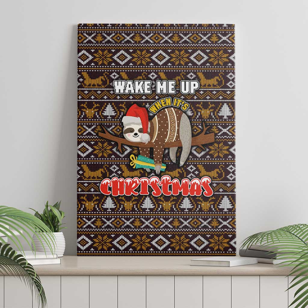 Sloth Wake Me Up Christmas Canvas Wall Art Xmas Holiday Patterns - Wonder Print Shop