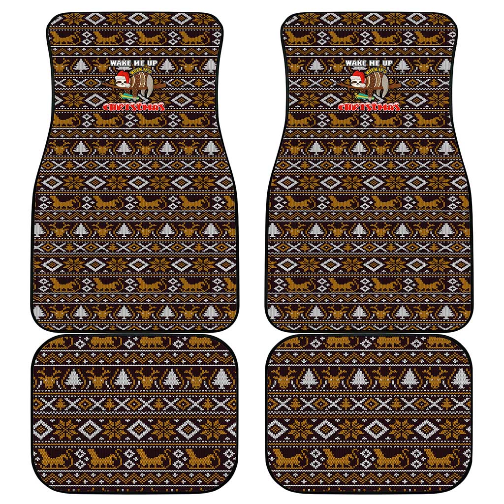 Sloth Wake Me Up Christmas Car Mats Xmas Holiday Patterns - Wonder Print Shop