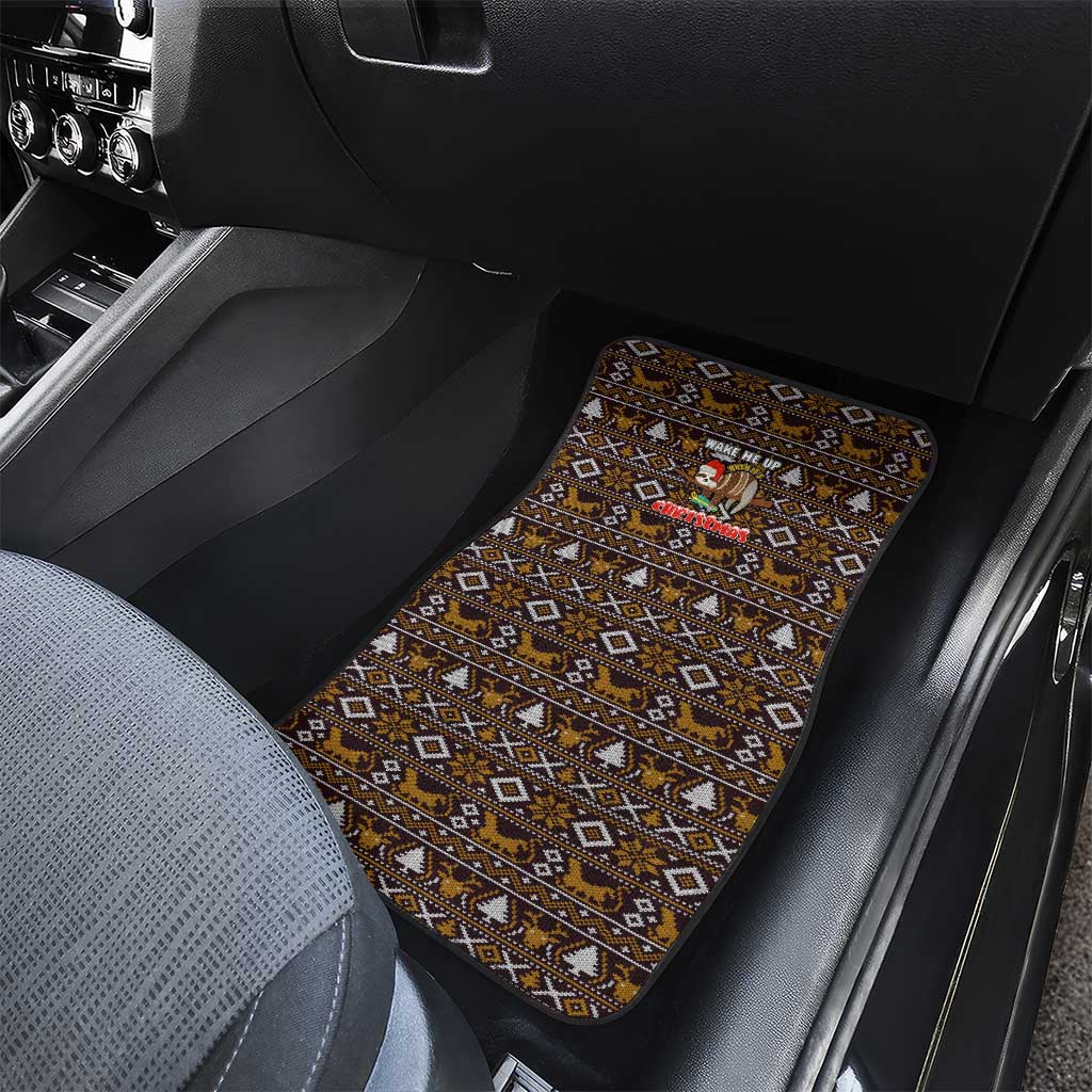 Sloth Wake Me Up Christmas Car Mats Xmas Holiday Patterns - Wonder Print Shop