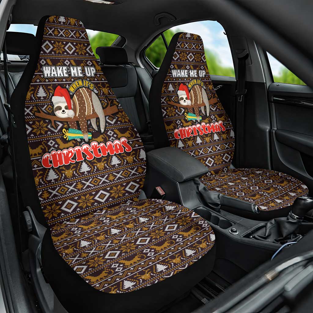 Sloth Wake Me Up Christmas Car Seat Cover Xmas Holiday Patterns - Wonder Print Shop