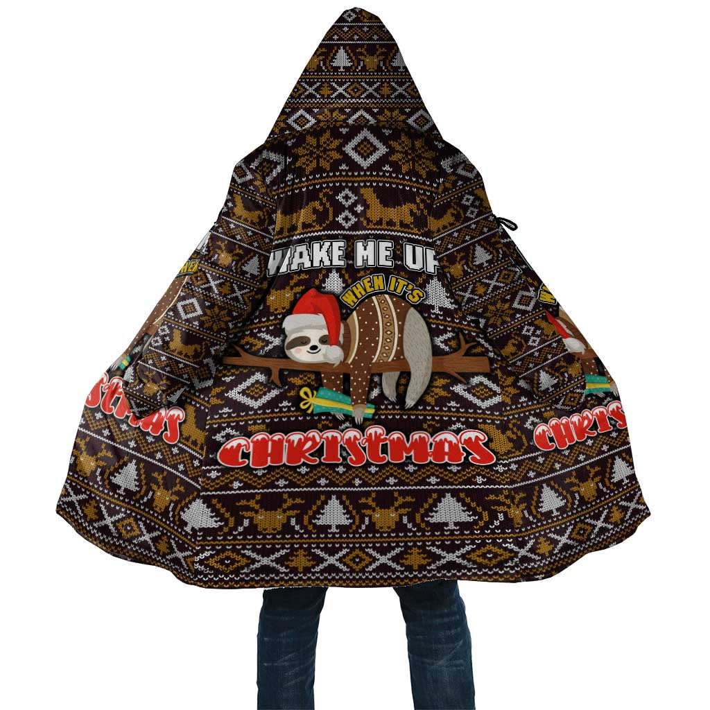 Sloth Wake Me Up Christmas Cloak Xmas Holiday Patterns - Wonder Print Shop
