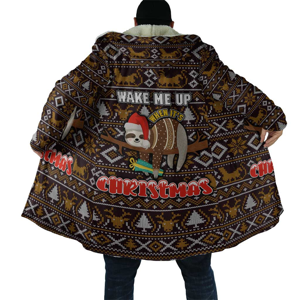 Sloth Wake Me Up Christmas Cloak Xmas Holiday Patterns - Wonder Print Shop
