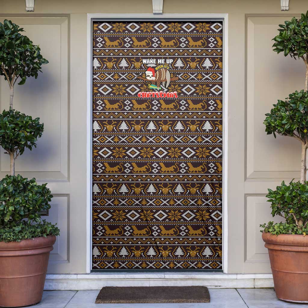 Sloth Wake Me Up Christmas Door Cover Xmas Holiday Patterns - Wonder Print Shop