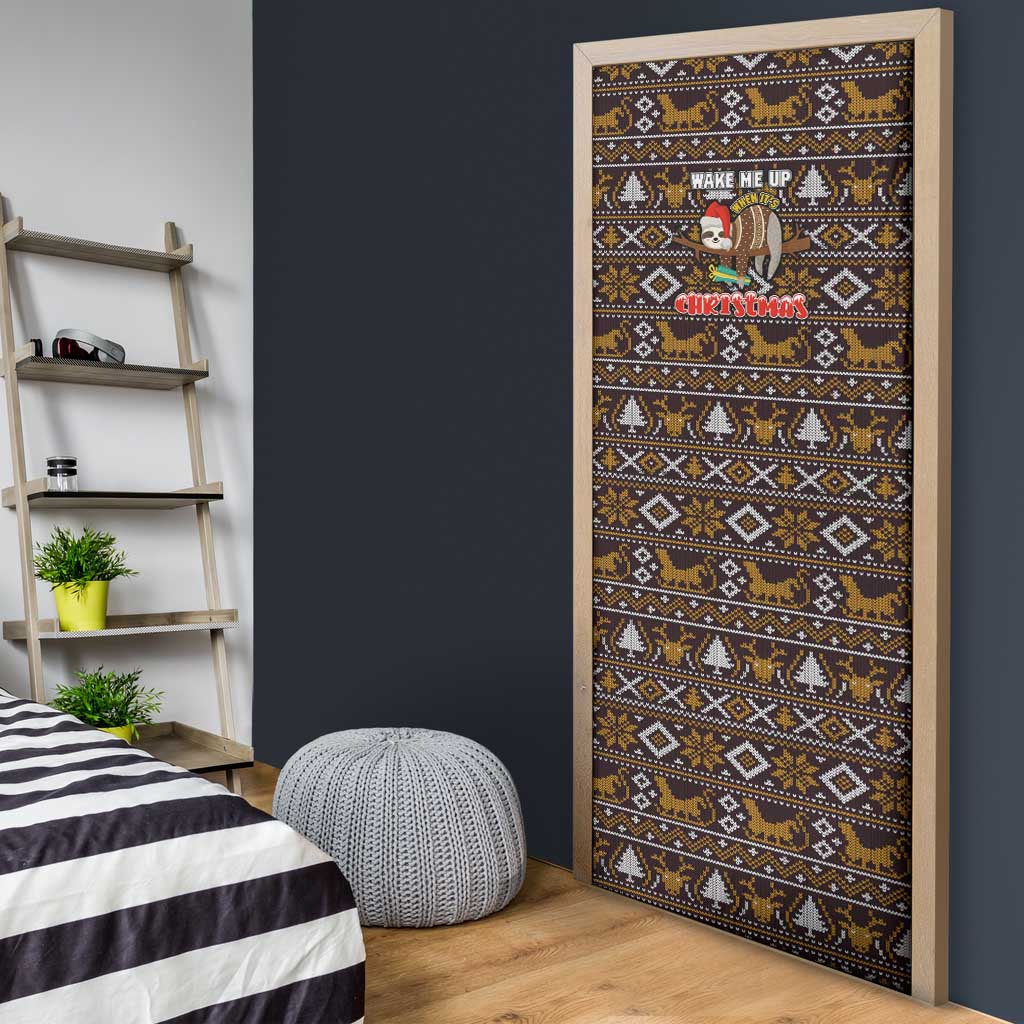 Sloth Wake Me Up Christmas Door Cover Xmas Holiday Patterns - Wonder Print Shop