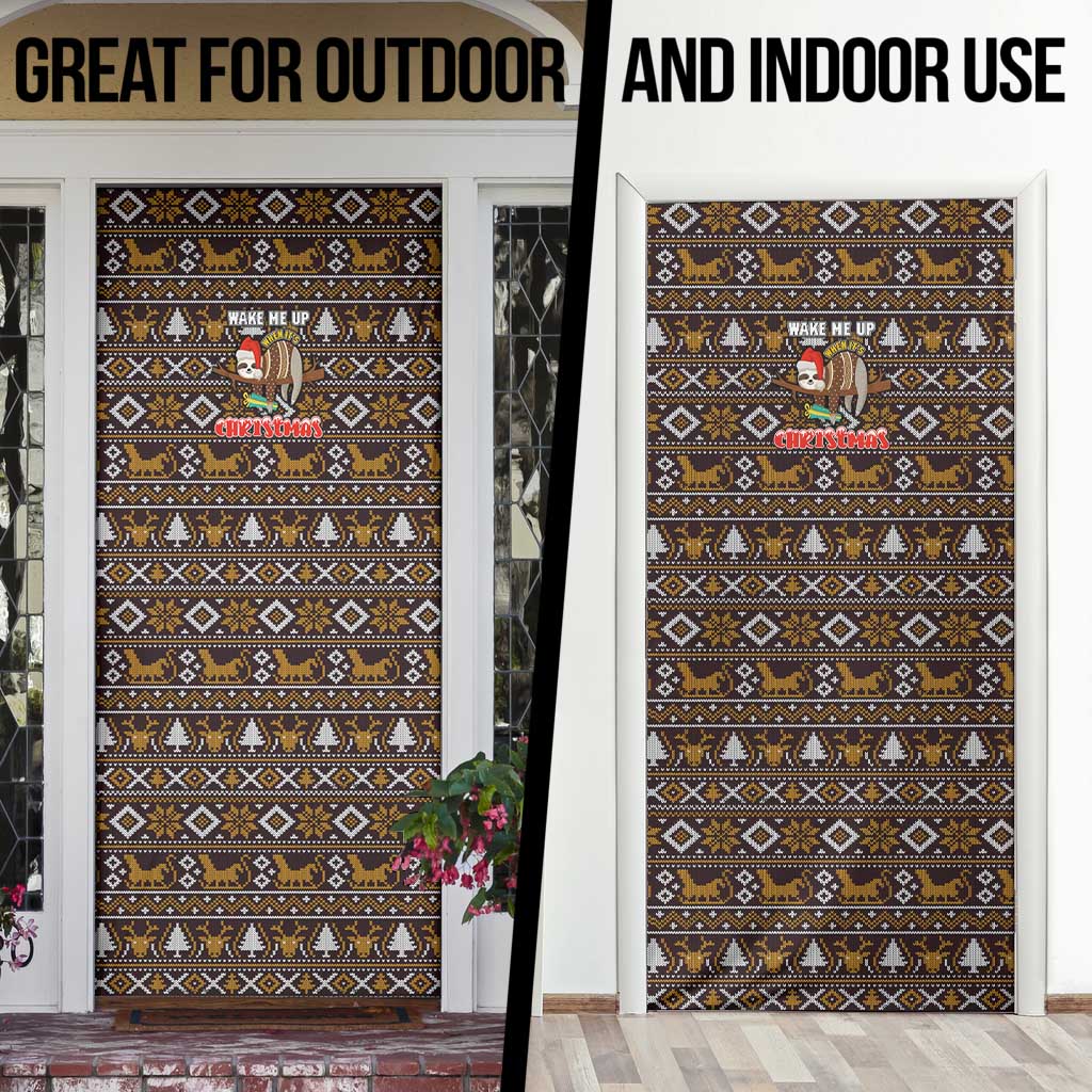 Sloth Wake Me Up Christmas Door Cover Xmas Holiday Patterns - Wonder Print Shop