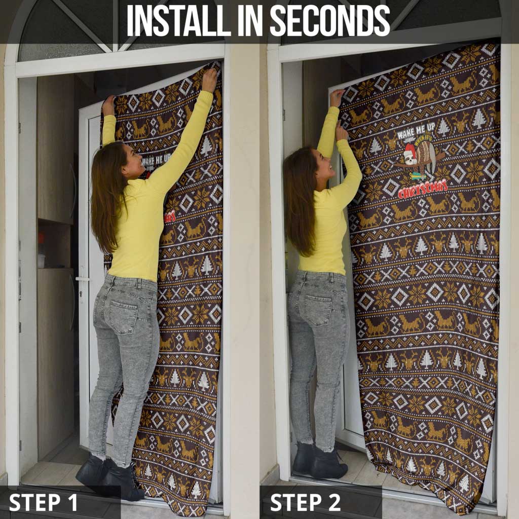 Sloth Wake Me Up Christmas Door Cover Xmas Holiday Patterns - Wonder Print Shop