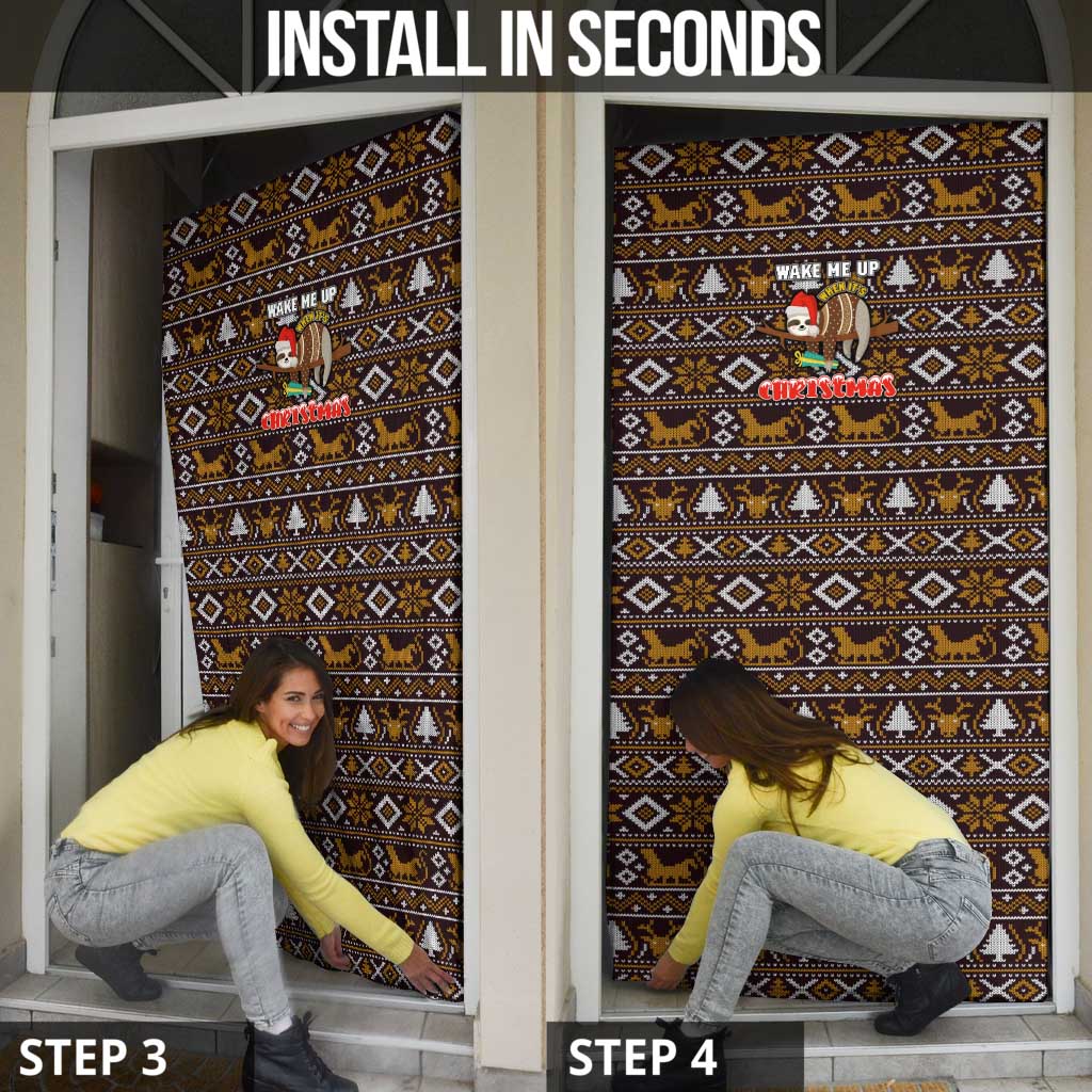 Sloth Wake Me Up Christmas Door Cover Xmas Holiday Patterns - Wonder Print Shop