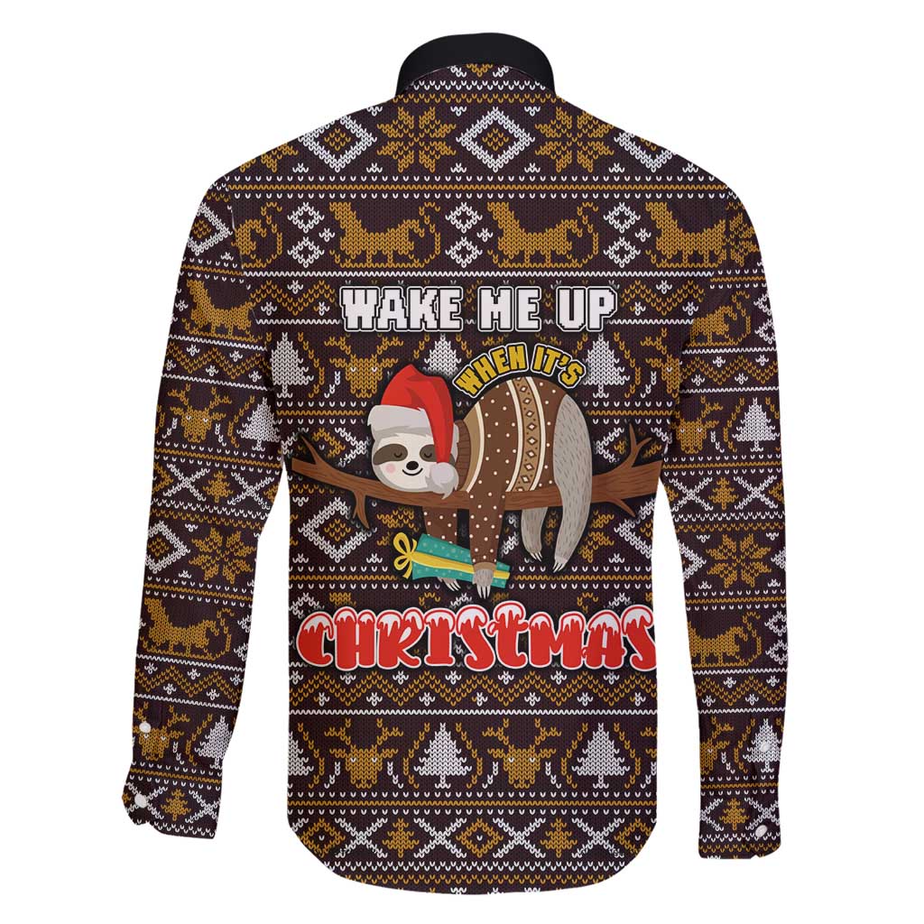Sloth Wake Me Up Christmas Family Matching Mermaid Dress and Hawaiian Shirt Xmas Holiday Patterns - Wonder Print Shop