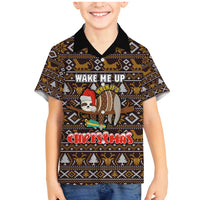 Sloth Wake Me Up Christmas Family Matching Mermaid Dress and Hawaiian Shirt Xmas Holiday Patterns - Wonder Print Shop