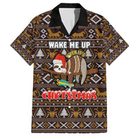 Sloth Wake Me Up Christmas Family Matching Off Shoulder Short Dress and Hawaiian Shirt Xmas Holiday Patterns - Wonder Print Shop