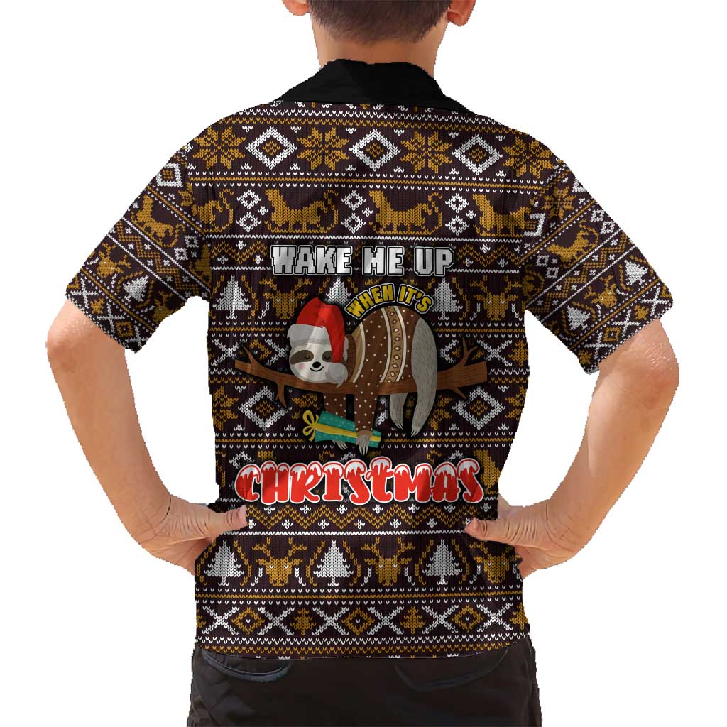 Sloth Wake Me Up Christmas Family Matching Puletasi and Hawaiian Shirt Xmas Holiday Patterns - Wonder Print Shop