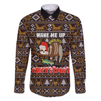 Sloth Wake Me Up Christmas Family Matching Puletasi and Hawaiian Shirt Xmas Holiday Patterns - Wonder Print Shop