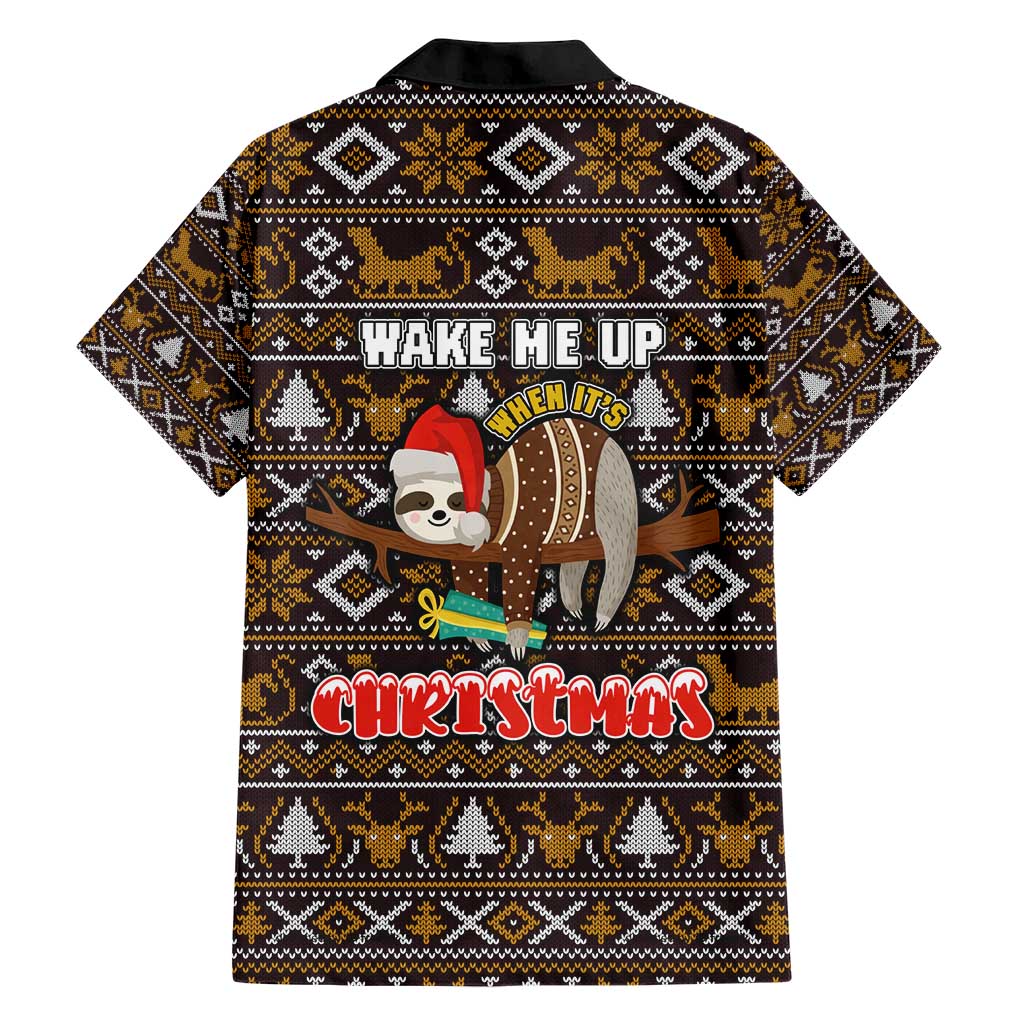Sloth Wake Me Up Christmas Family Matching Short Sleeve Bodycon Dress and Hawaiian Shirt Xmas Holiday Patterns - Wonder Print Shop
